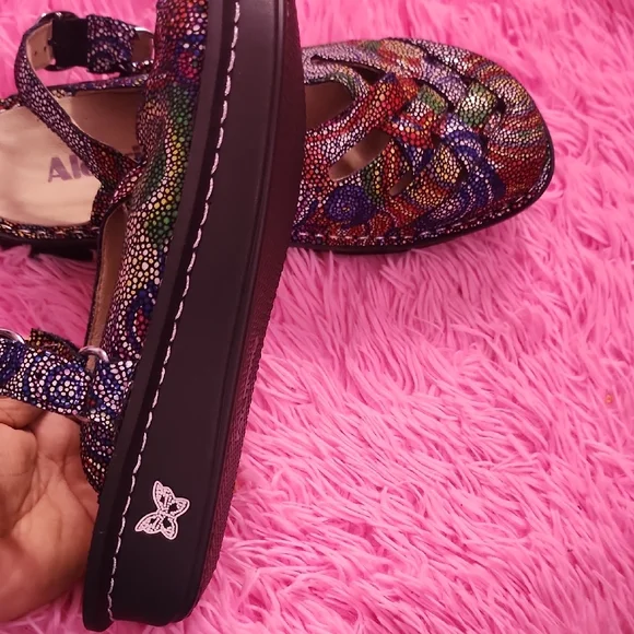 Alegria Blue and Green Sandals Comfortable Artistic Design - Picture 3 of 6